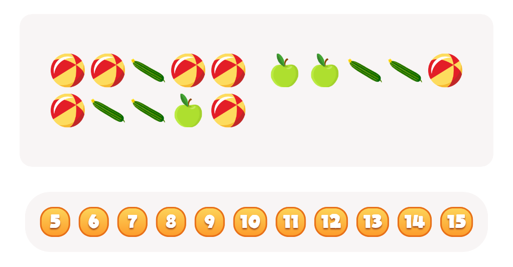 Sort and Count Balls, Cucumbers and Apples Worksheet