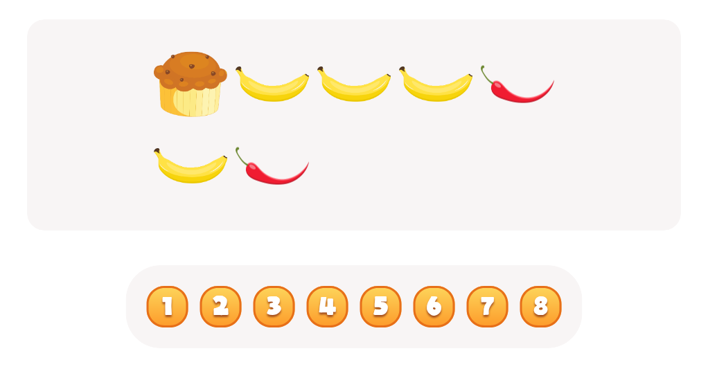 Sort and Count Bananas, Chili peppers and Muffins Worksheet