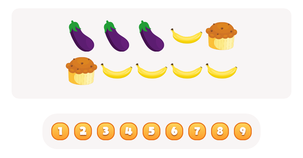 Sort and Count Bananas, Eggplants and Muffins Worksheet