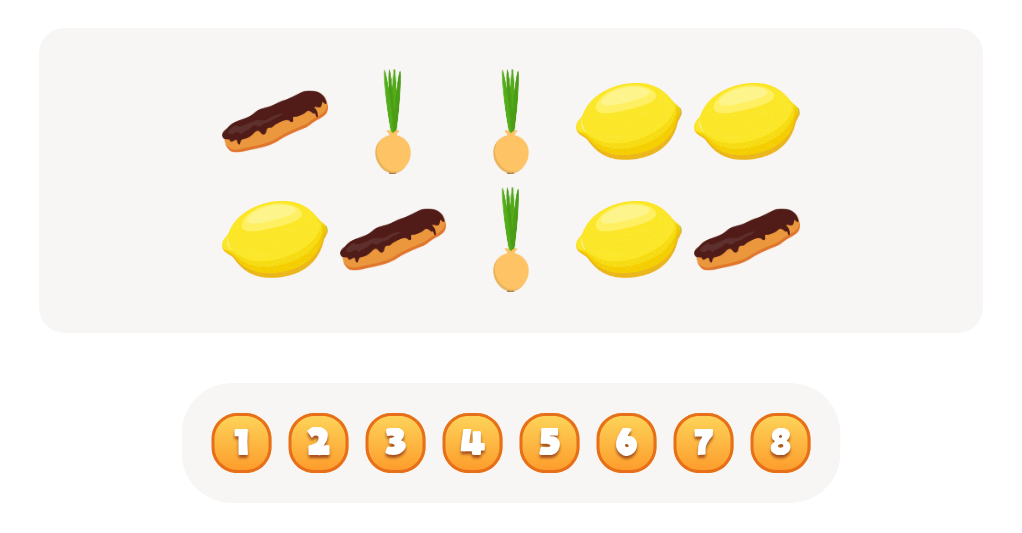 Sort and Count Lemons, Onions and Eclairs Worksheet