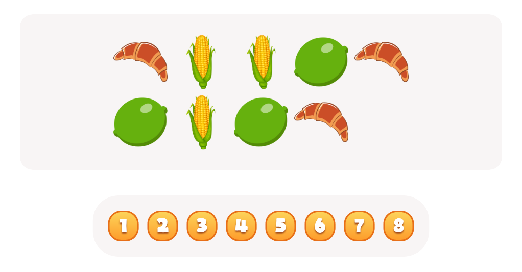 Sort and Count Limes, Corn cobs and Croissants Worksheet