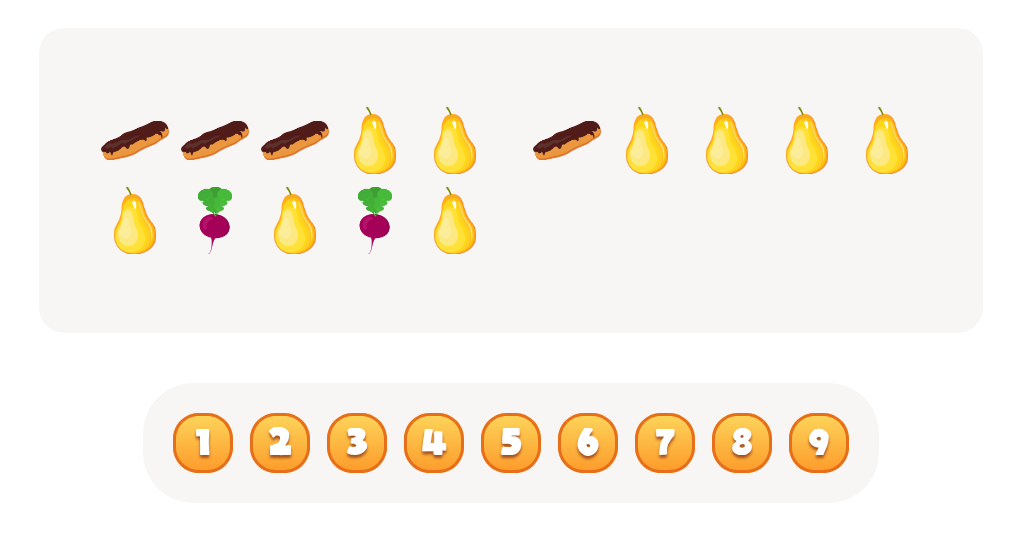 Sort and Count Pears, Beetroots and Eclairs Worksheet