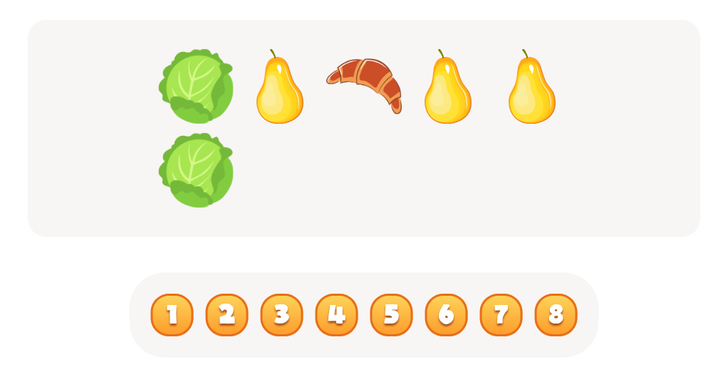 Sort and Count Pears, Cabbages and Croissants Worksheet