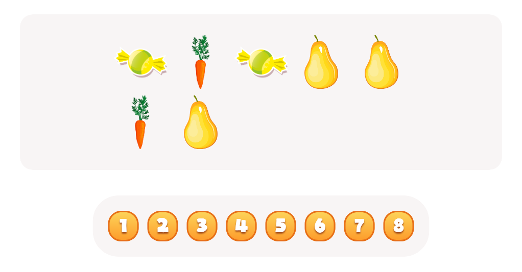 Sort and Count Pears, Carrots and Candies Worksheet