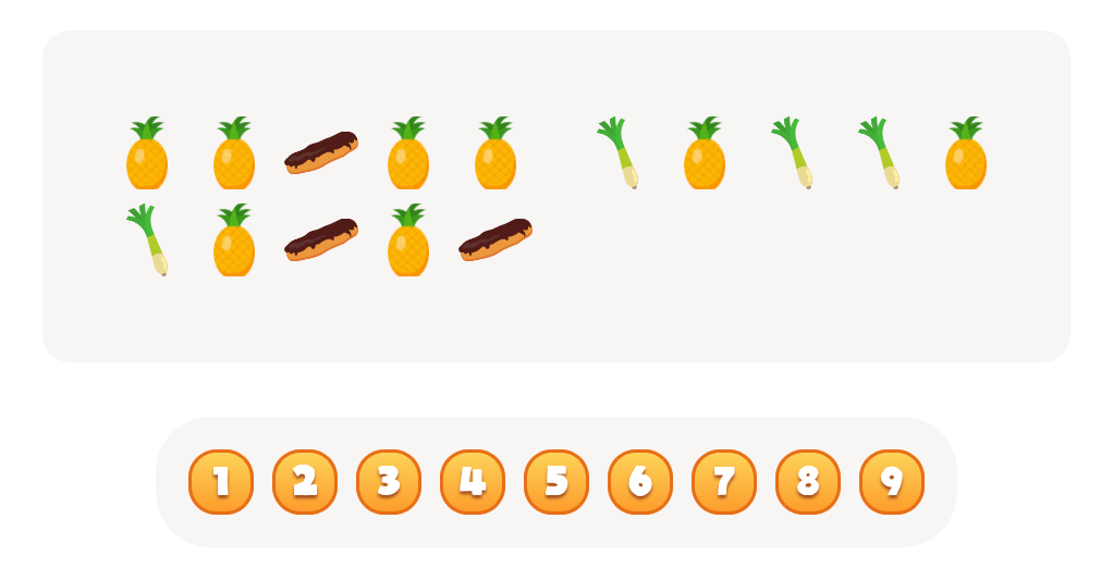 Sort and Count Pineapples, Leeks and Eclairs Worksheet