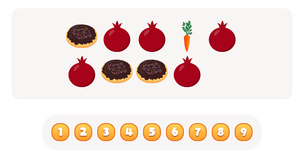 Sort and Count Pomegranates, Carrots and Cookies Worksheet