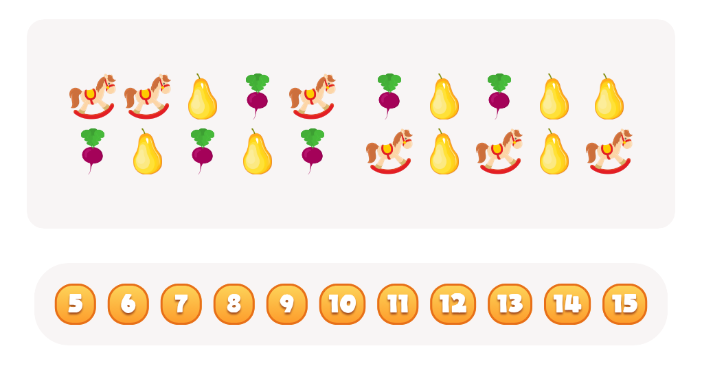 Sort and Count Rocking Horses, Beetroots and Pears Worksheet