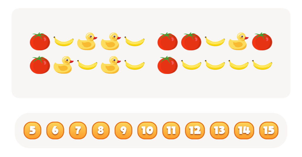 Sort and Count Rubber Ducks, Tomatoes and Bananas Worksheet