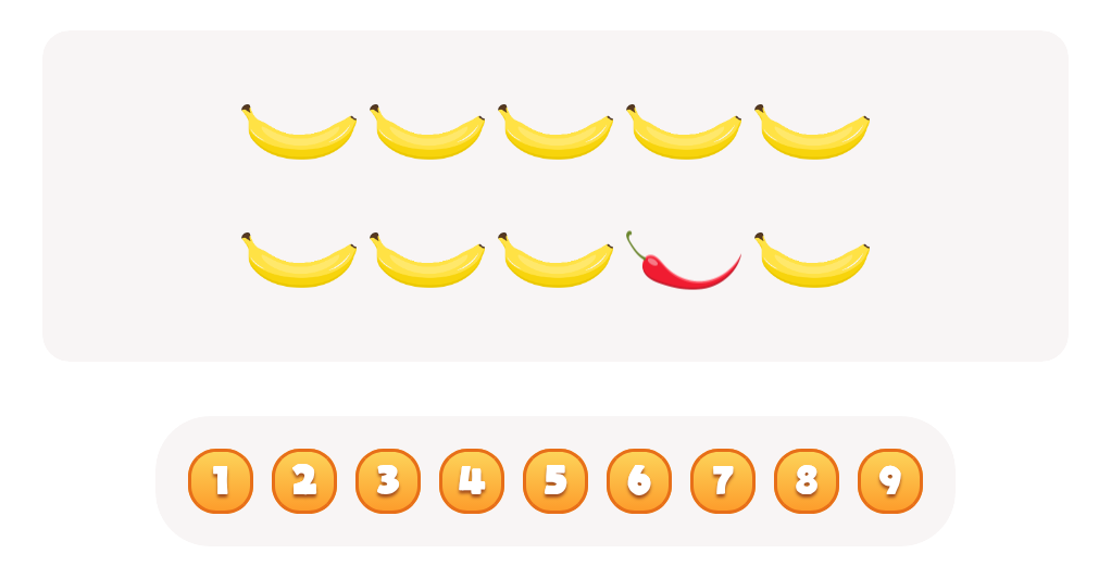 Sort and Count the fruits among the Bananas and Chili peppers in the pictures.