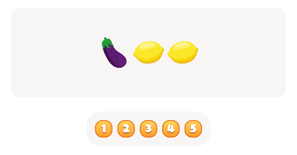 Sort and Count the fruits among the Lemons and Eggplants in the pictures.