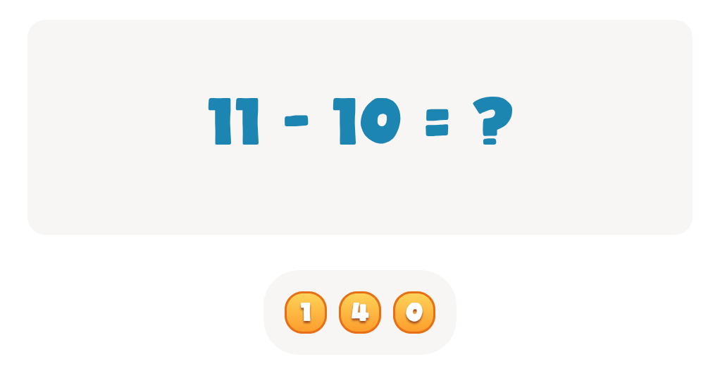 Subtracting Ten Worksheet: Find the Difference for 11 - 10
