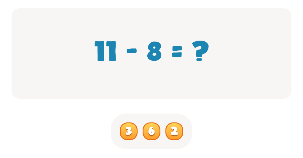 Subtraction Facts Worksheet: Find the Answer for 11 - 8