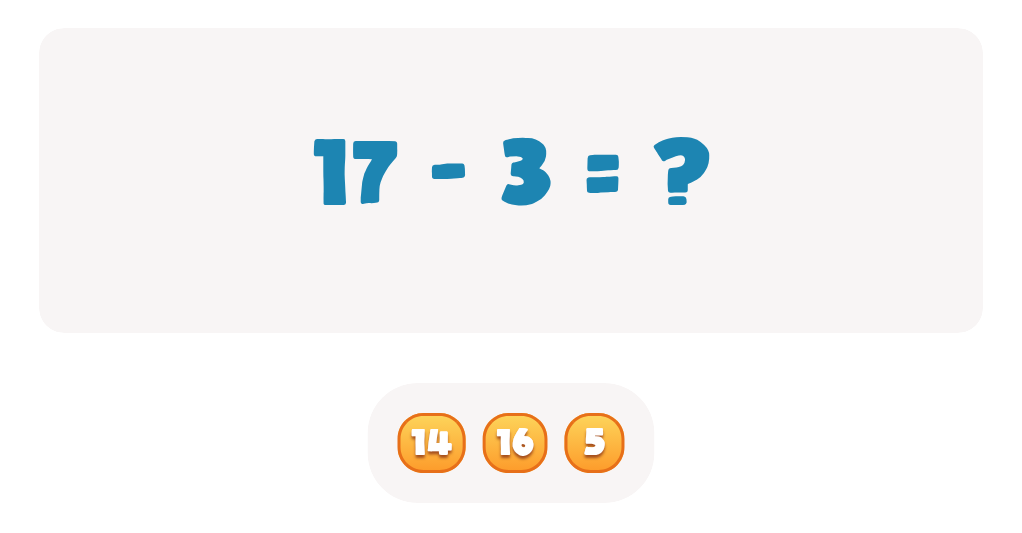 Subtraction Facts Worksheet: Find the Answer for 17 - 3