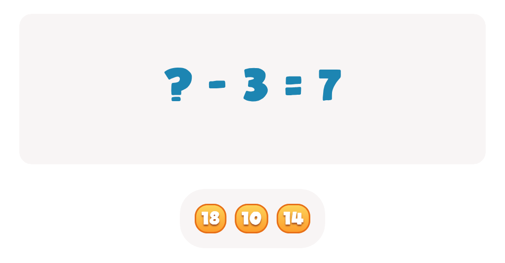 Subtraction Facts Worksheet: Find the Missing Number for ? - 3 = 7