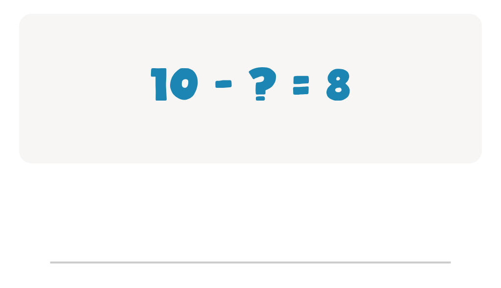 Subtraction Facts Worksheet: Type the Missing Number for 10 - ? = 8