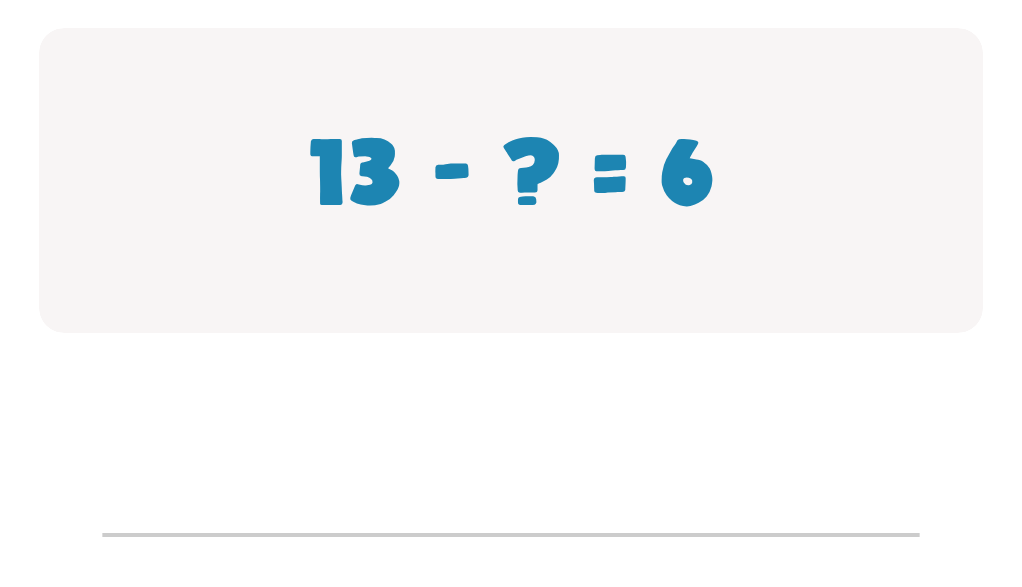 Subtraction Facts Worksheet: Type the Missing Number for 13 - ? = 6