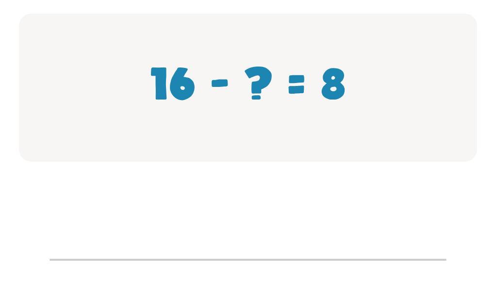 Subtraction Facts Worksheet: Type the Missing Number for 16 - ? = 8