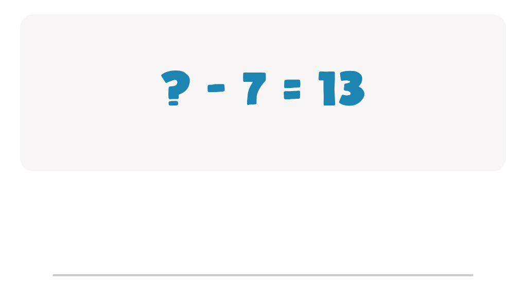 Subtraction Facts Worksheet: Type the Missing Number for ? - 7 = 13