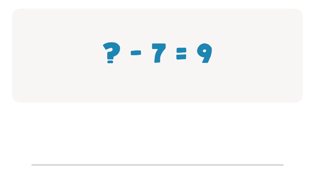 Subtraction Facts Worksheet: Type the Missing Number for ? - 7 = 9