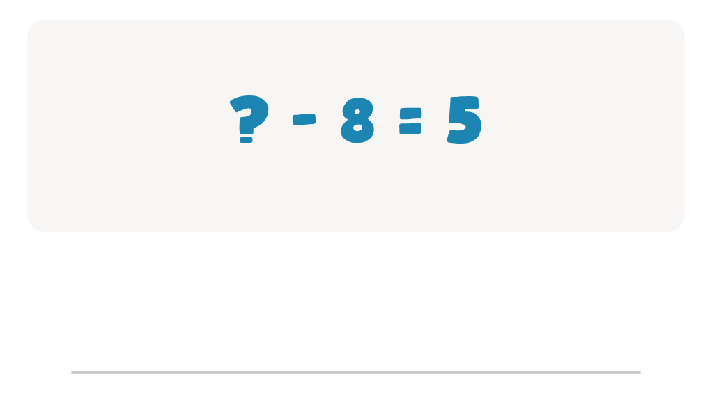 Subtraction Facts Worksheet: Type the Missing Number for ? - 8 = 5