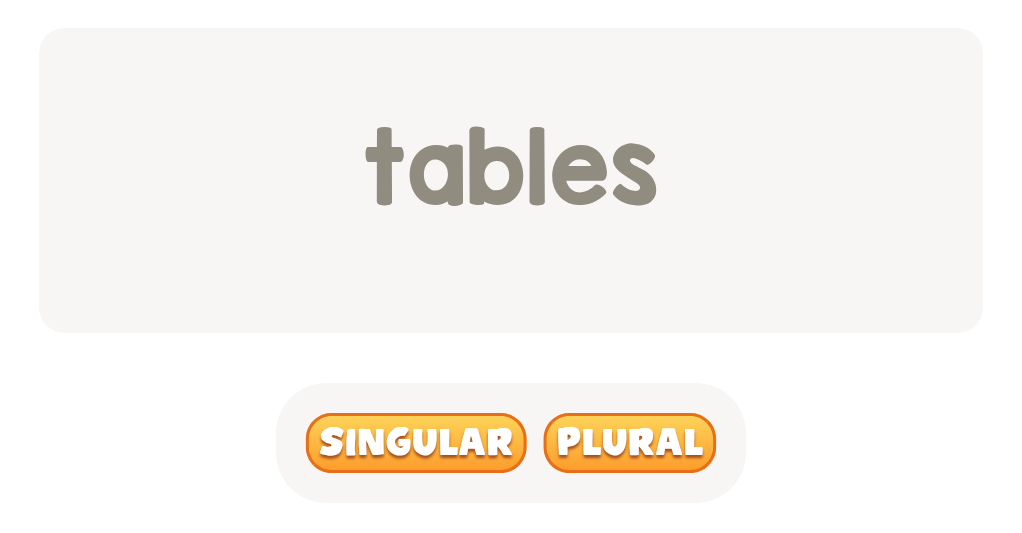 'tables': singular or plural?