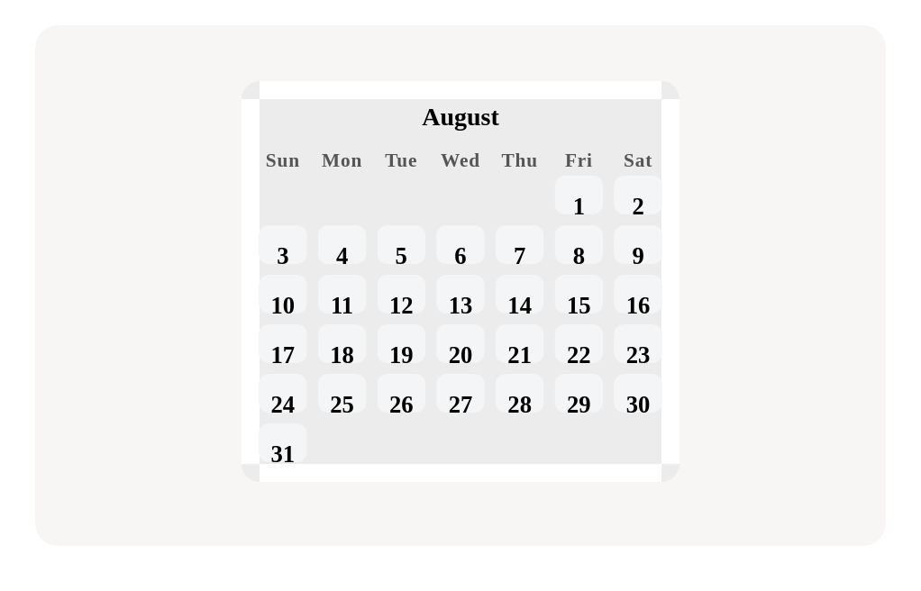 Tap on August 6 shown on this calendar.