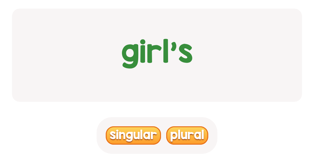 Think of one girl! Is 'girl’s' singular or plural possessive?