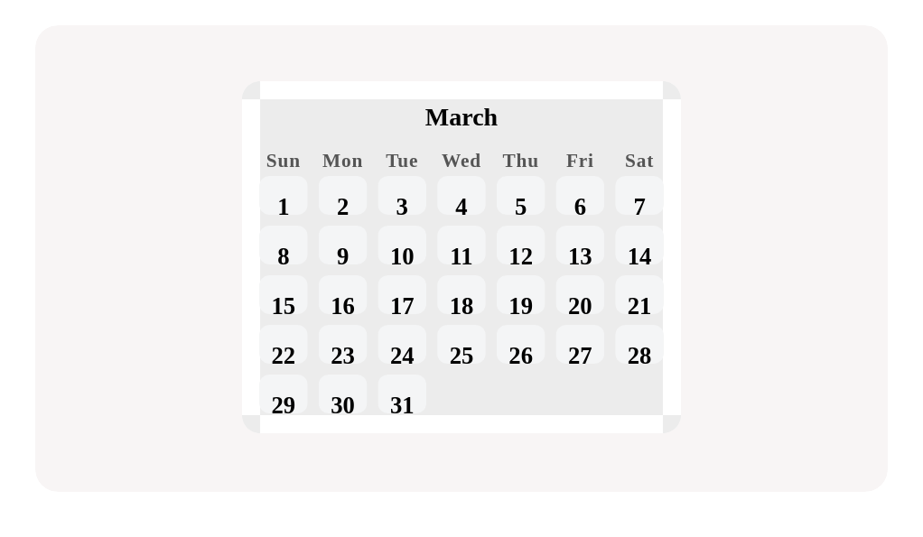 Touch March 10 on the monthly calendar.