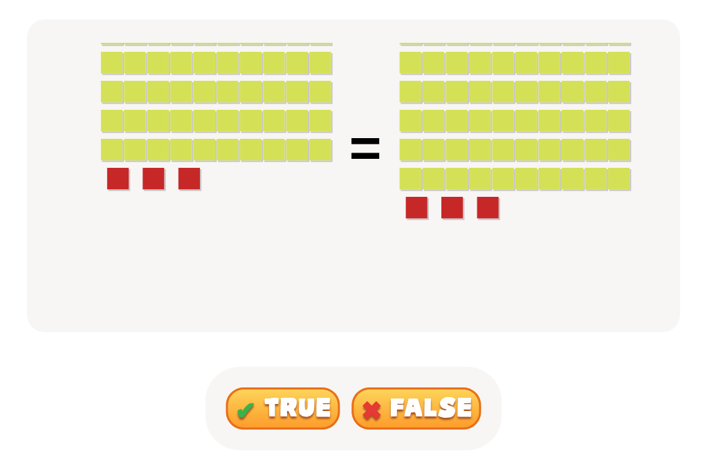 TRUE or FALSE: Compare Numbers 2-Digit Numbers
