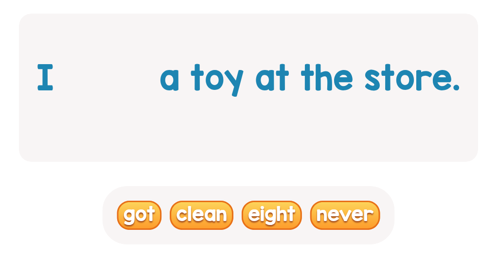 Using sight words in a sentence: choose the matching word!