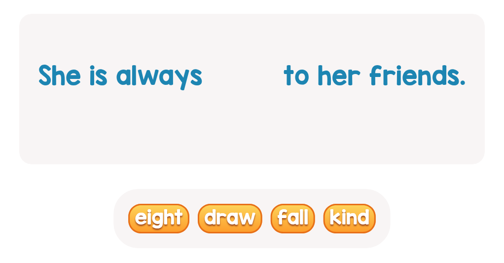 Using sight words in a sentence: choose the matching word!