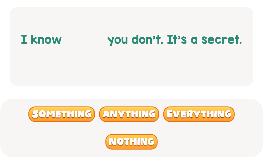 What word fits for having a secret?