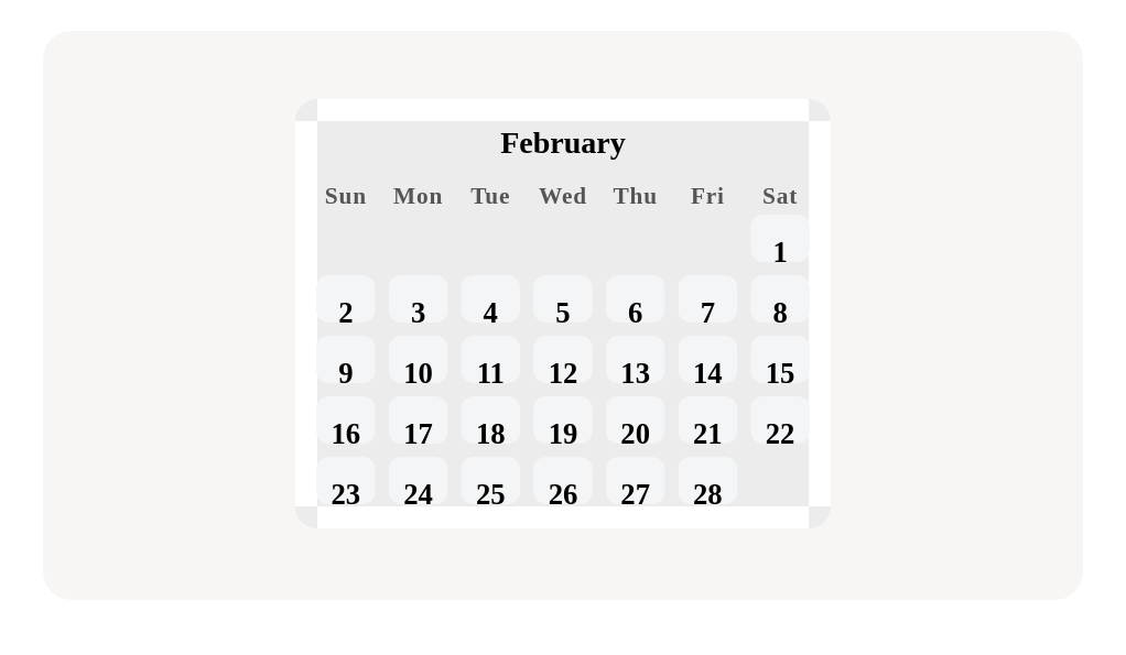 Where is February 12 on the calendar? Tap it.