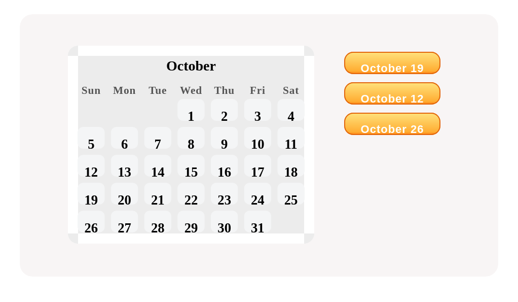 Which is the last Sunday of October?