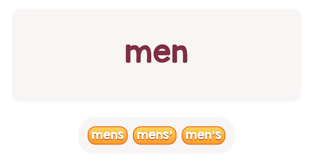 Which is the possessive form of ’men’?
