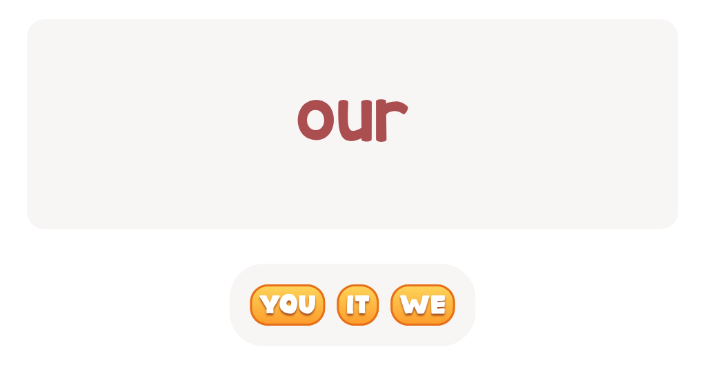 Which is the pronoun for 'our'? Choose your answer.