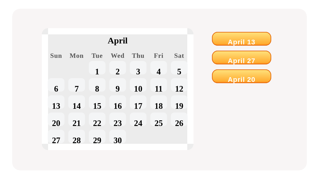 Which is the second Sunday in April?