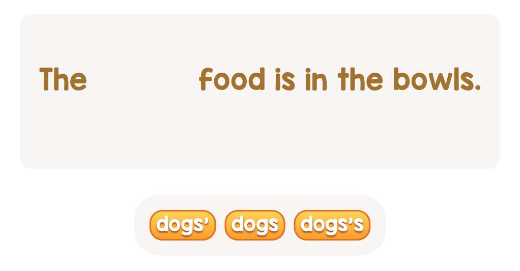 Which pets get the food? Fill in the blank!