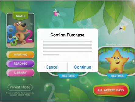 Purchase confirmation screen.