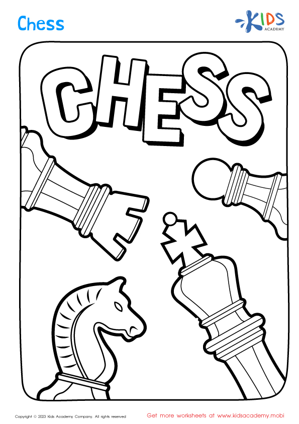 Chess Set Coloring Page for Kids