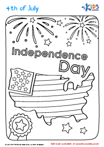 Independence Day: Map Coloring Page for Kids