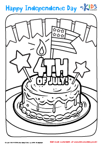 Independence Day Cake Coloring Page for Kids