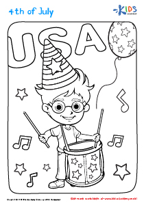 Independence Day: Drummer Coloring Page for Kids