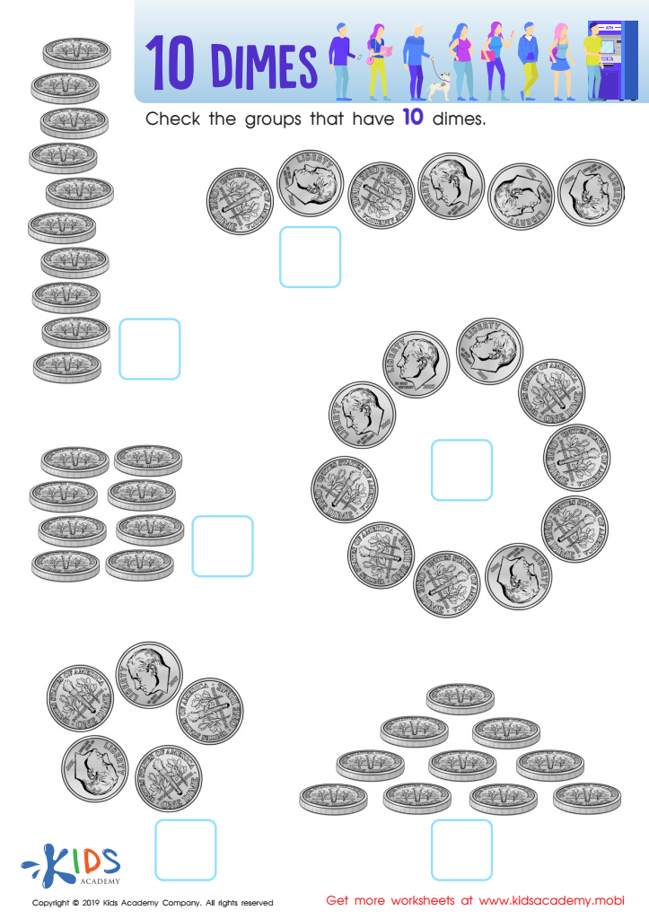 10 Dimes Worksheet