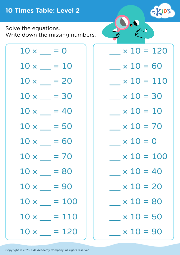 10 Times Table: Level 2