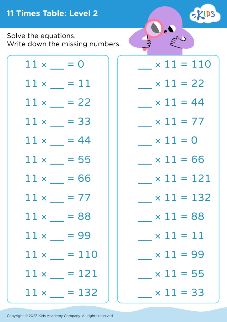 11 Times Table: Level 2