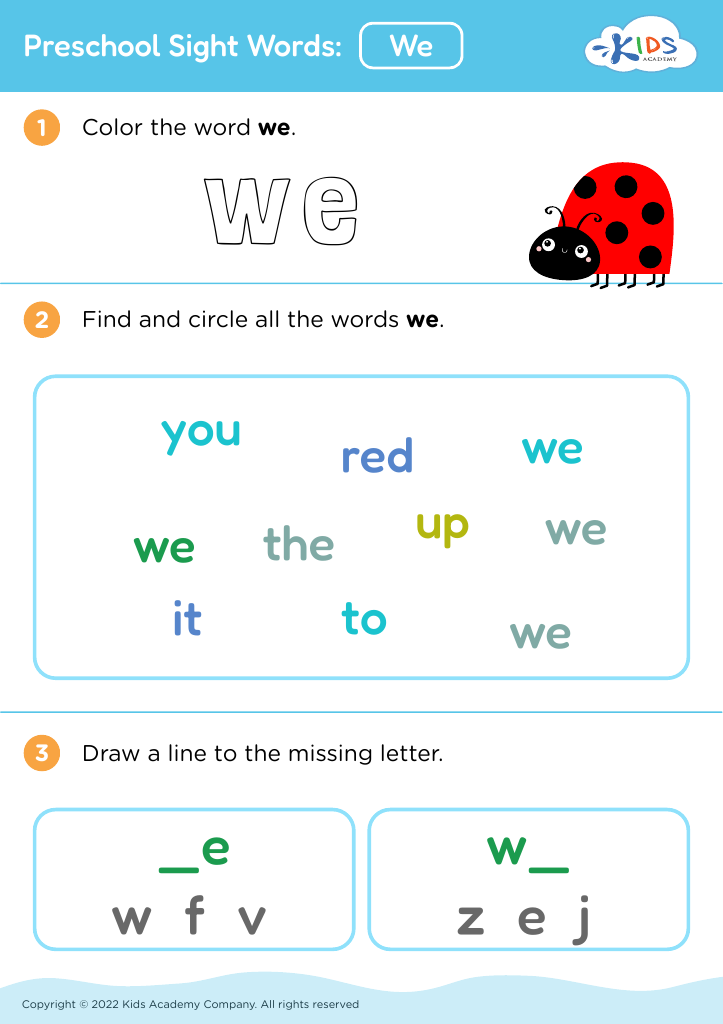 Preschool Sight Words: We