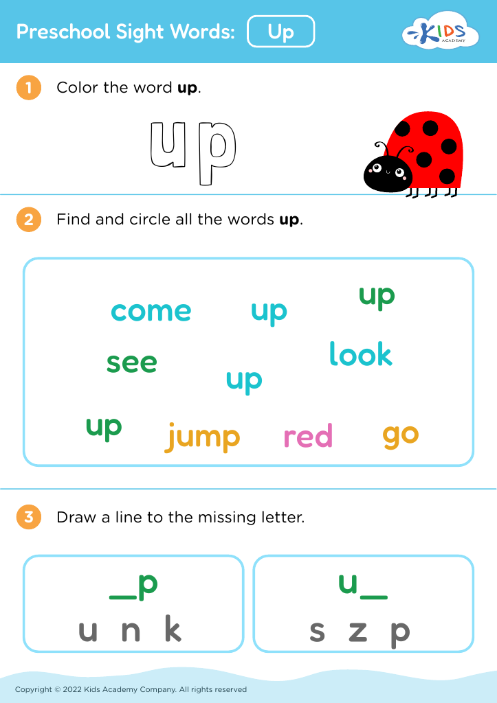 Preschool Sight Words: Up