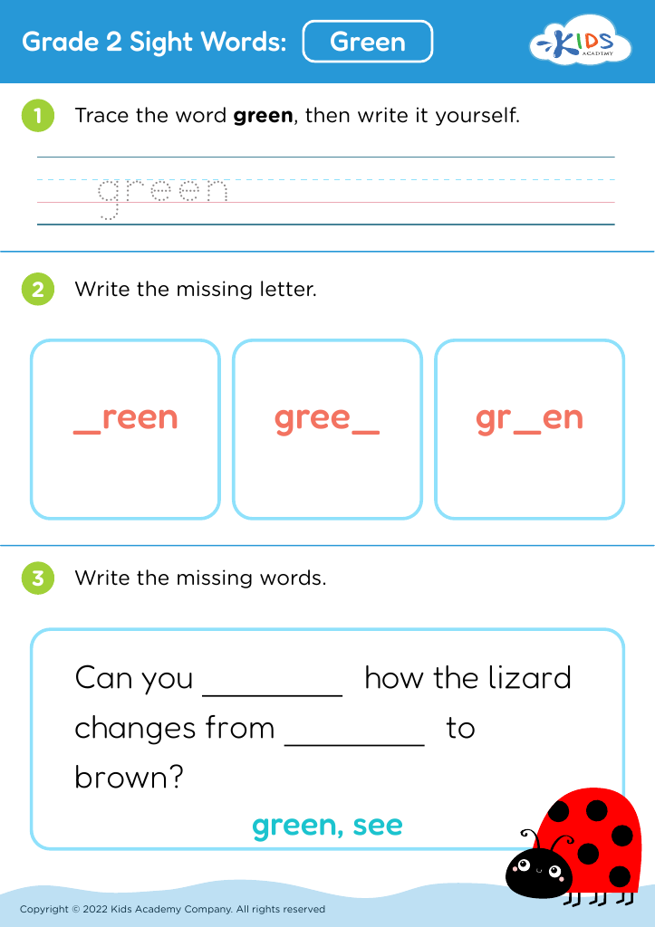 Grade 2 Sight Words: Green
