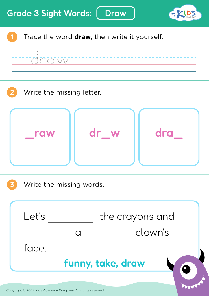 3rd Grade Sight Words PDF Worksheets
